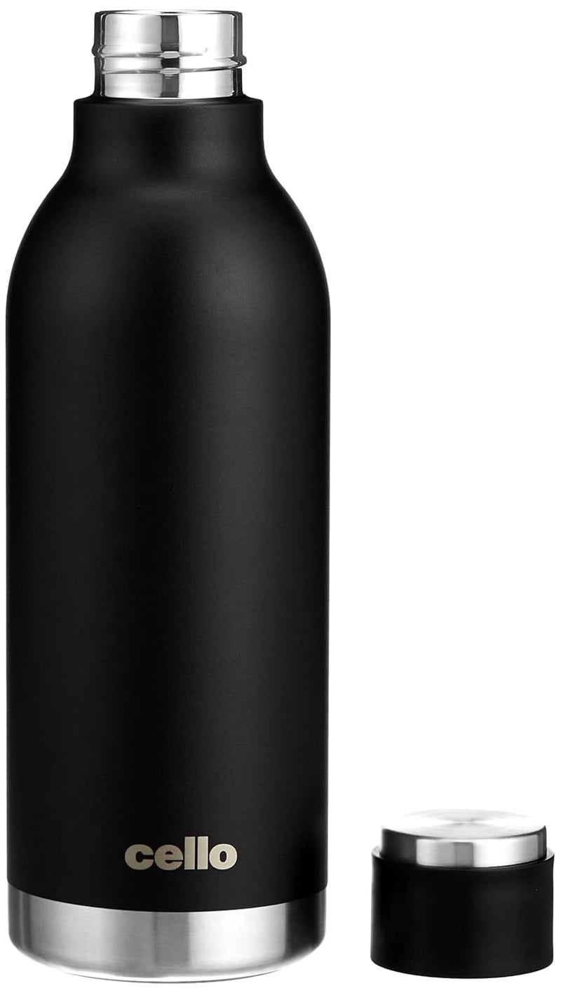 Cello CELLO Duro Tuff Steel Series Marbella Thermosteel Flask, 900ml, Black | 24 Hours Hot & Cold Bottle | Flask for Tea Coffee | Ideal for Office, Gym, Home, Kitchen, Hiking, Trekking, Travel Bottle  - Image 3