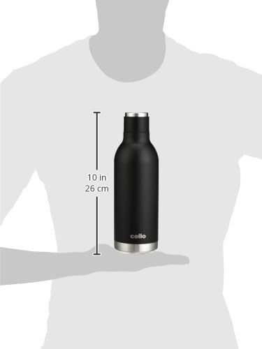 Cello CELLO Duro Tuff Steel Series Marbella Thermosteel Flask, 900ml, Black | 24 Hours Hot & Cold Bottle | Flask for Tea Coffee | Ideal for Office, Gym, Home, Kitchen, Hiking, Trekking, Travel Bottle  - Image 5