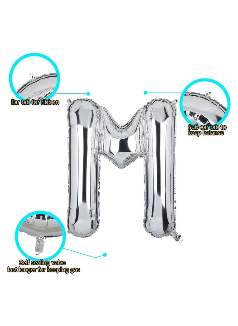 Goldedge 32 Inch Giant Silver Letter M Foil Helium Balloons Big Single Mylar Balloon Birthday Party Decoration Supply Baby Shower (Silver M)  - Image 2
