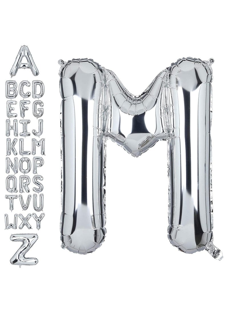 Goldedge 32 Inch Giant Silver Letter M Foil Helium Balloons Big Single Mylar Balloon Birthday Party Decoration Supply Baby Shower (Silver M)  - Image 1