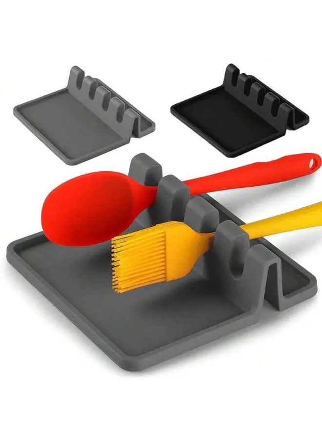 Green Kitchen Utensil Rack With Drip Pad Heat Resistant Spoon Holder - Image 1