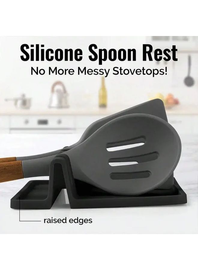 Green Kitchen Utensil Rack With Drip Pad Heat Resistant Spoon Holder - Image 4