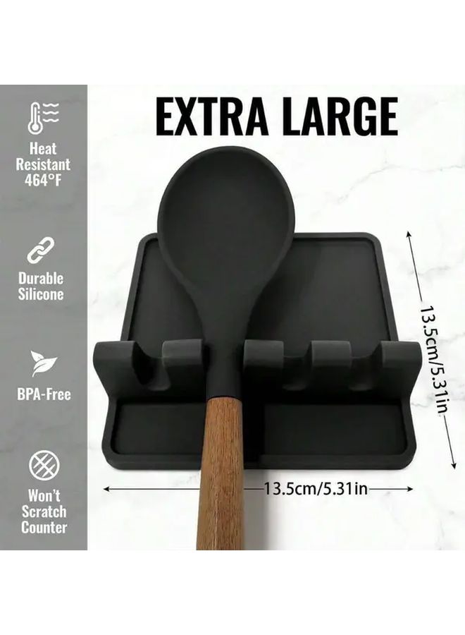 Green Kitchen Utensil Rack With Drip Pad Heat Resistant Spoon Holder - Image 3