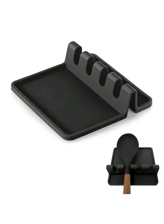 Green Kitchen Utensil Rack With Drip Pad Heat Resistant Spoon Holder - Image 2