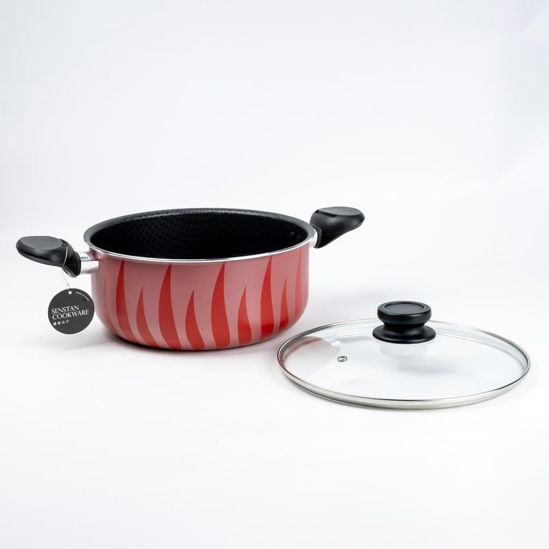 SENSTAN Flame Design Non-Stick Casserole with Lid and, Stew Pot Suitable for Gas, Electric, Induction, and Ceramic Stove Dutch Oven - 20cm - Image 3