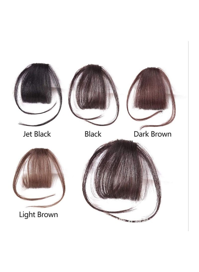 إستيل وصلات شعر مزينة بمشابك ، وصلات شعر رفيعة وأنيقة للنساء ، مشبك شعر من قطعة واحدة بهامش أنيق بالكامل ، قطعة شعر مستقيمة مزيفة مع ملحقات بمشبك ، أسود نفاث بدون حروق جانبية - Image 5