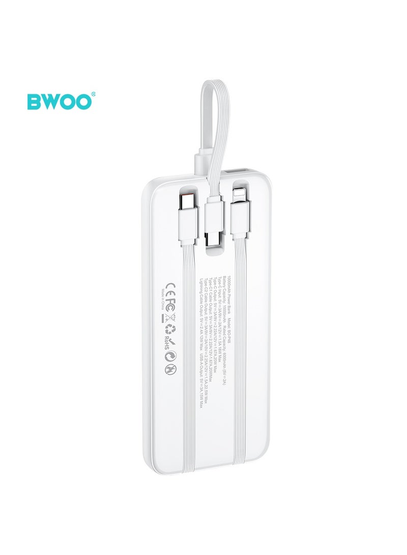 BWOO Pd 22.5W Three Ports For Fast Charging Power Bank 10000Mah White - Image 2