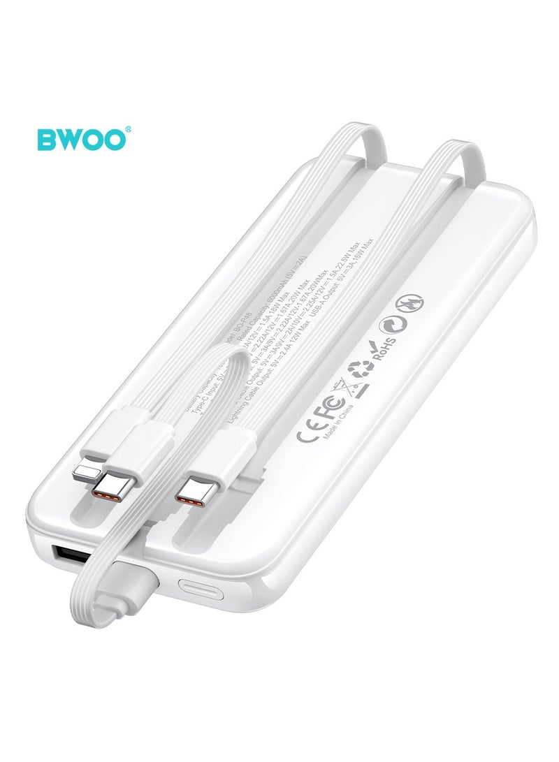 BWOO Pd 22.5W Three Ports For Fast Charging Power Bank 10000Mah White - Image 3
