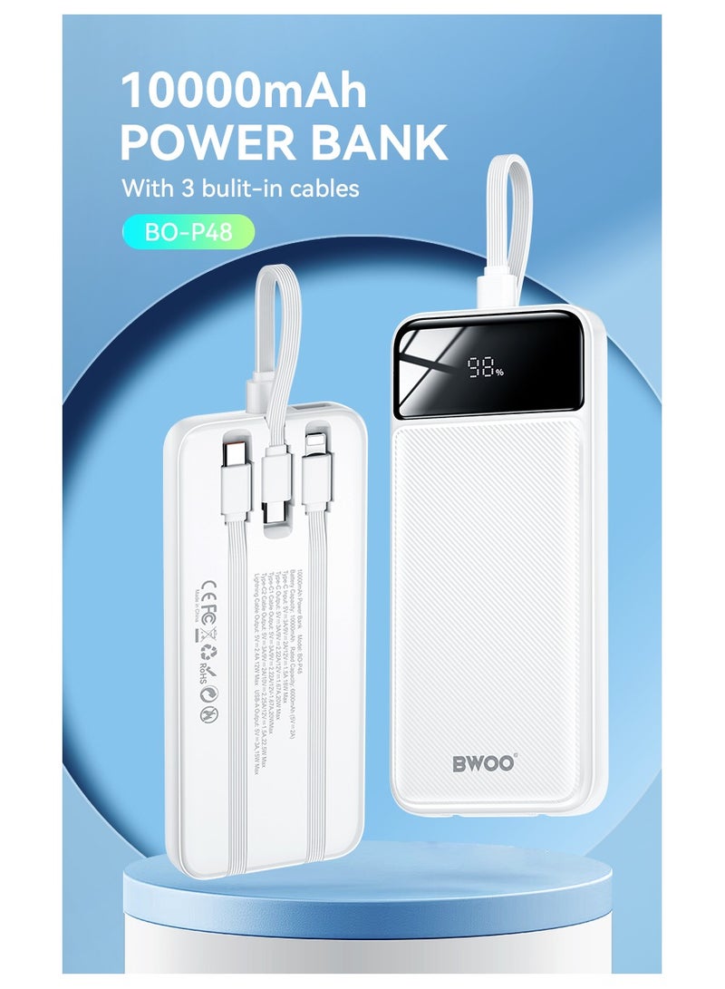 BWOO Pd 22.5W Three Ports For Fast Charging Power Bank 10000Mah White - Image 4