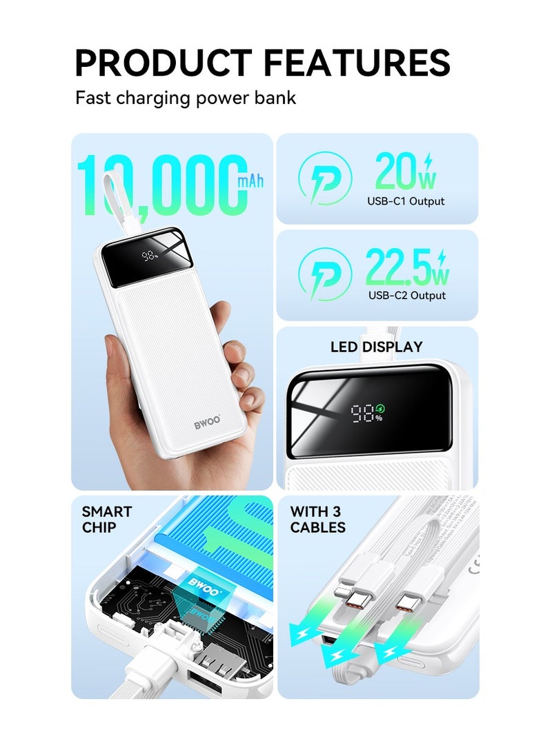 BWOO Pd 22.5W Three Ports For Fast Charging Power Bank 10000Mah White - Image 5