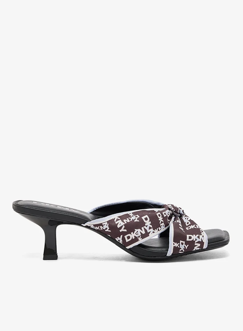 DKNY Jolaine Twist Logo Scarf Polyester Heeled Sandals