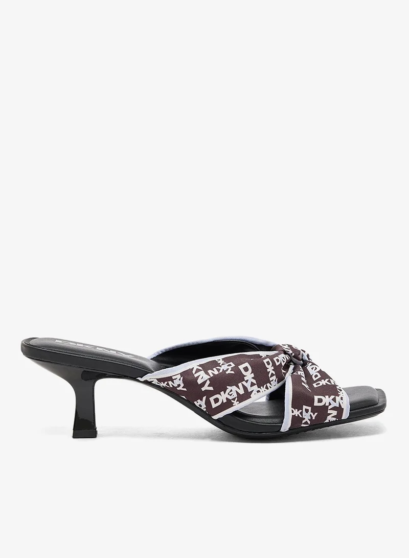 DKNY Jolaine Twist Logo Scarf Polyester Heeled Sandals