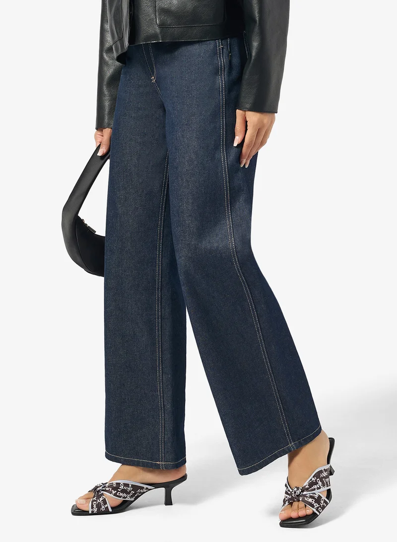 DKNY GST - Black/Blue Frost Jolaine Twist Logo Scarf Polyester Heeled Sandals for Women | Best Price UAE