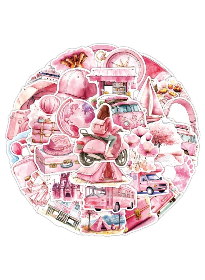 قوس قزح أورينبو 50 قطعة من الملصقات الوردية الجميلة للسفر وملصقات الكمبيوتر المحمول المقاومة للماء لزجاجة المياه ومجلات سجل القصاصات القديمة ولوازم المجلات والمخططات - Image 1