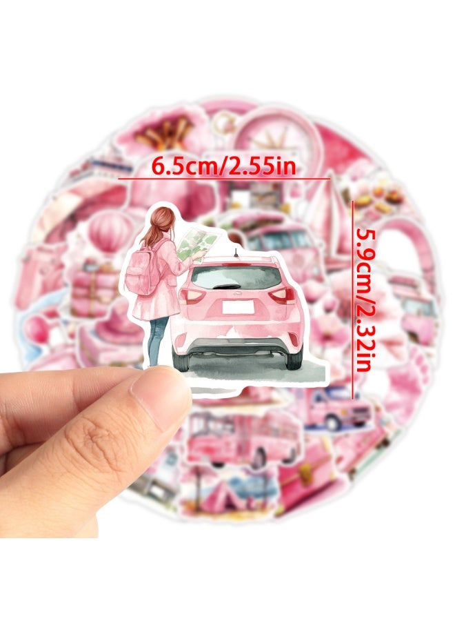 قوس قزح أورينبو 50 قطعة من الملصقات الوردية الجميلة للسفر وملصقات الكمبيوتر المحمول المقاومة للماء لزجاجة المياه ومجلات سجل القصاصات القديمة ولوازم المجلات والمخططات - Image 4