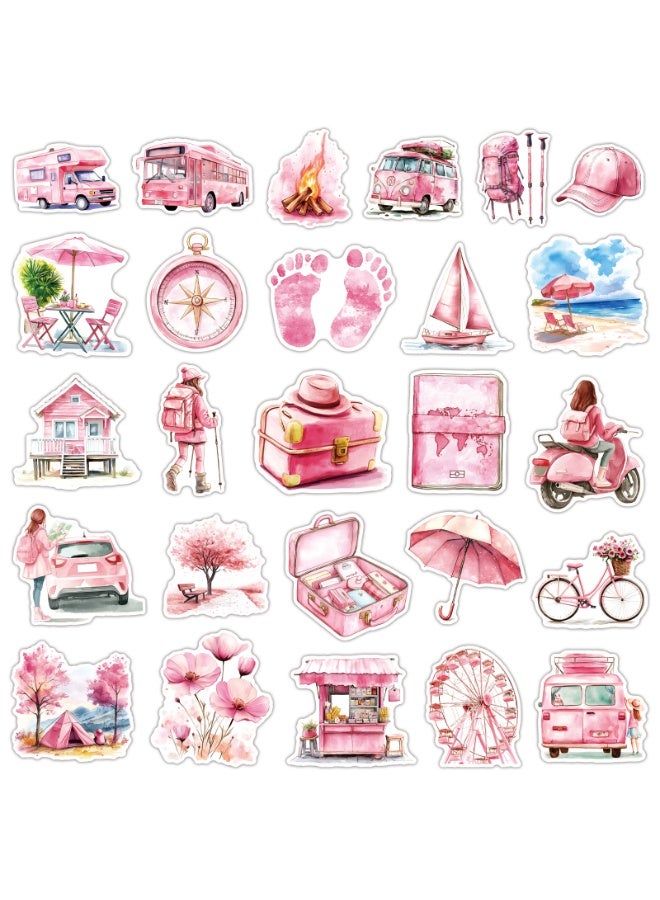 قوس قزح أورينبو 50 قطعة من الملصقات الوردية الجميلة للسفر وملصقات الكمبيوتر المحمول المقاومة للماء لزجاجة المياه ومجلات سجل القصاصات القديمة ولوازم المجلات والمخططات - Image 3