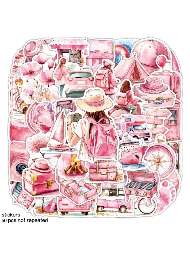 قوس قزح أورينبو 50 قطعة من الملصقات الوردية الجميلة للسفر وملصقات الكمبيوتر المحمول المقاومة للماء لزجاجة المياه ومجلات سجل القصاصات القديمة ولوازم المجلات والمخططات - Image 5