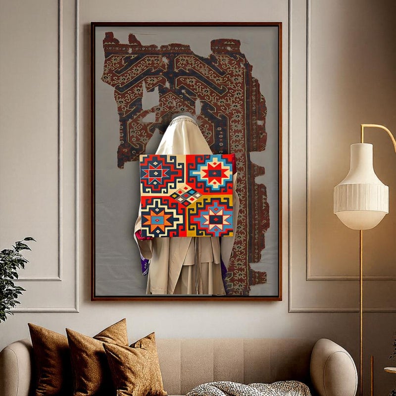Marktna One canvas painting with a Najdi art design and a hollow frame, measuring (40×60), one piece - Image 3
