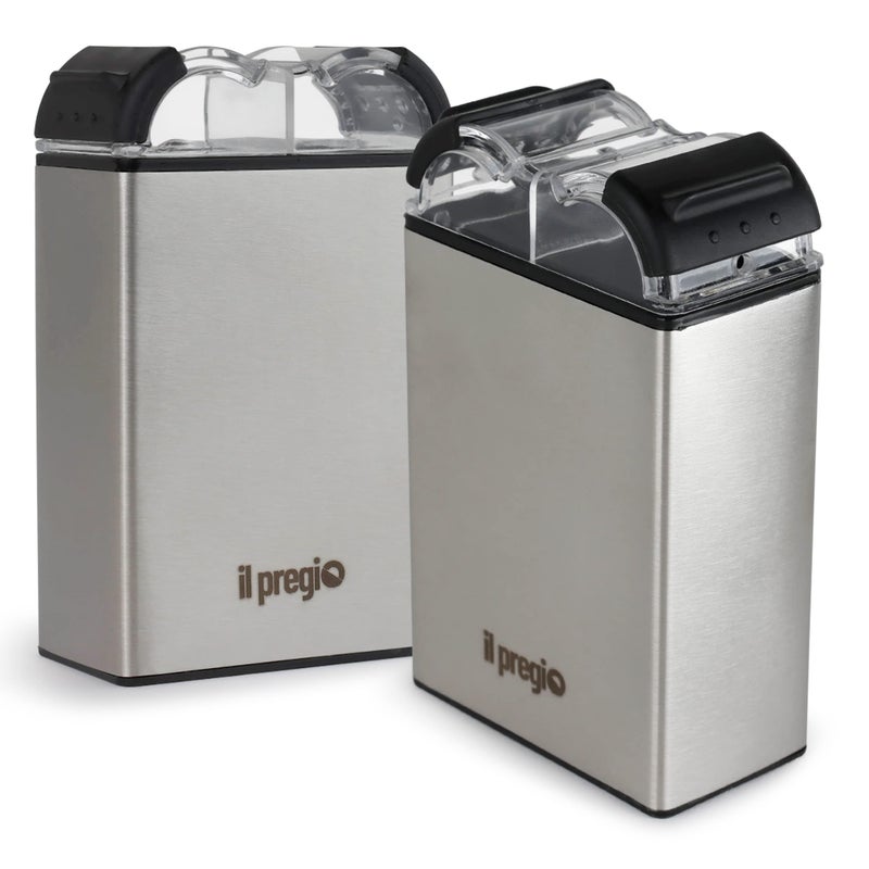 Il Pregio Double Spice Stainless Steel Seasoning Jar Shaker 2 in 1 Salt and Pepper Dispenser with Adjustable Pour Holes 23oz Per Side 2 Pack