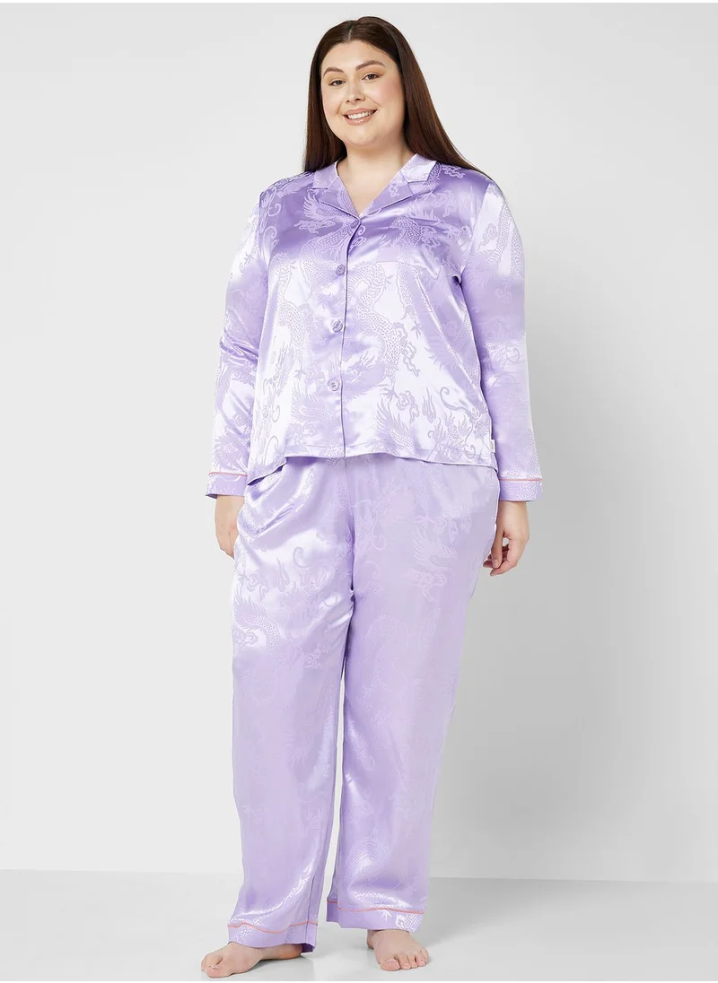 CHELSEA PEERS Printed Shirt & Pyjama Set