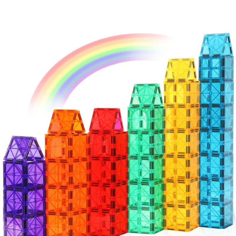 Gemmicc Magnetic Tiles Magnet Toys Building Blocks for Kids STEM Approved Educational ToysMagnet Puzzles Stacking Blocks for Boys Girls72 PCS Advanced Set - Image 3