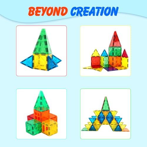 Gemmicc Magnetic Tiles Magnet Toys Building Blocks for Kids STEM Approved Educational ToysMagnet Puzzles Stacking Blocks for Boys Girls72 PCS Advanced Set - Image 5