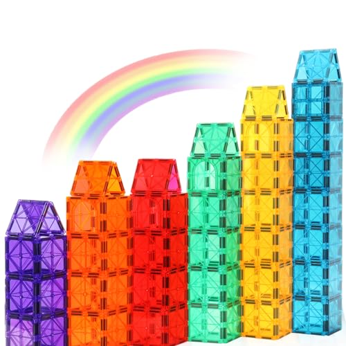 Gemmicc Magnetic Tiles Magnet Toys Building Blocks for Kids STEM Approved Educational ToysMagnet Puzzles Stacking Blocks for Boys Girls72 PCS Advanced Set - Image 1