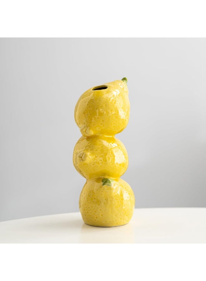 general Coast 3D Lemon Decor, Tall Yellow Ceramic Vase Table Centerpieces for Home and Kitchen Decor, Yellow Home Decor, Lemon Themed Gift - Image 4