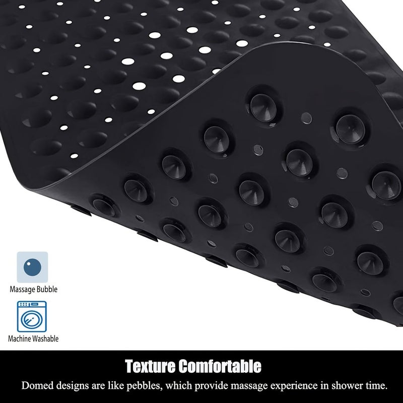 1 PC PVC Non Slip Bathtub Mat with Drain Holes Secure Grip Suction Cups Foldable Grey 15 75x39 37 Inch Machine Washable Shower Mat Safety Textured for Home Bathroom Accessories - Image 2
