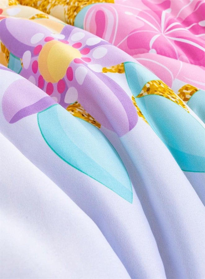 NTBED طقم لحاف توأمي يونيكورن NTBED مع ملاءات، 5 قطع مجموعات سرير للأطفال للفتيات، خفيف الوزن من الألياف الدقيقة، سرير قوس قزح في حقيبة، أزرق بنفسجي - Image 3