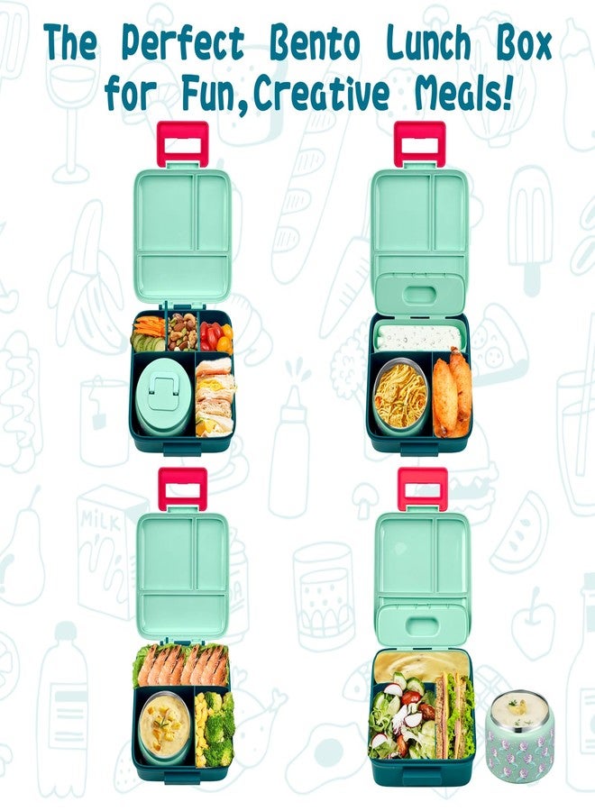 JXXM Bento Lunch Box with 8oz Soup thermo (Blue-Unicorn) - Image 3