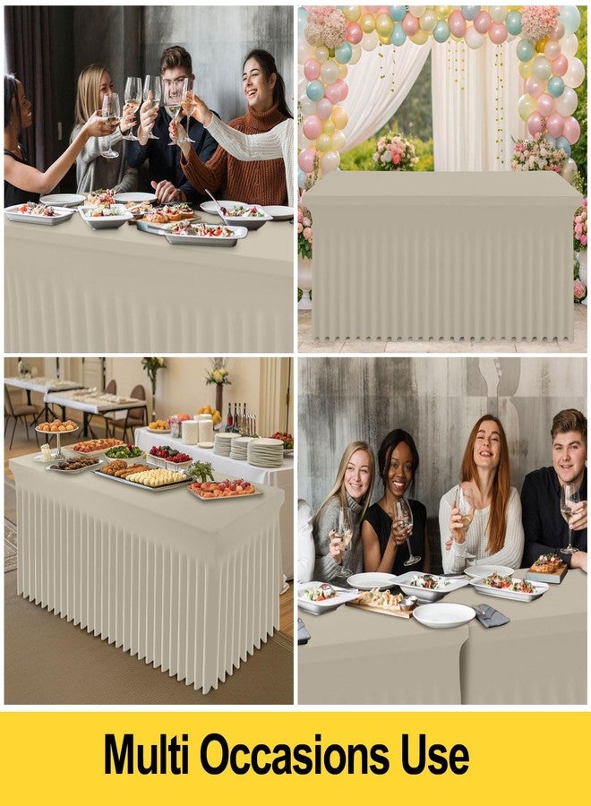 Smiry Spandex Tablecloth, Elastic Fitted Stretch Tablecloth for 6FT Rectangle Tables, Waterproof Washable Table Cover Skirt for Outdoor, Wedding, Banquet & Parties (Taupe, 72Lx30Wx30H Inch) - Image 5
