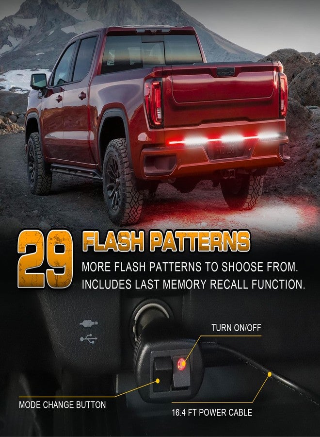 XRIDONSEN 48 inch Truck Tailgate Strobe Lights Strip Rear Window Lights 288 LED Tail Emergency Light Bar Amber White Flashing Warning Hazard Safety for Plow Trucks Construction Vehicles Pickup Trailer - Image 5
