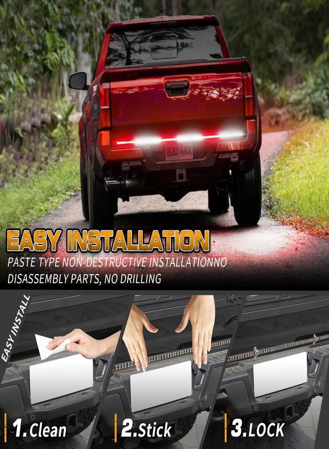 XRIDONSEN 48 inch Truck Tailgate Strobe Lights Strip Rear Window Lights 288 LED Tail Emergency Light Bar Amber White Flashing Warning Hazard Safety for Plow Trucks Construction Vehicles Pickup Trailer - Image 4