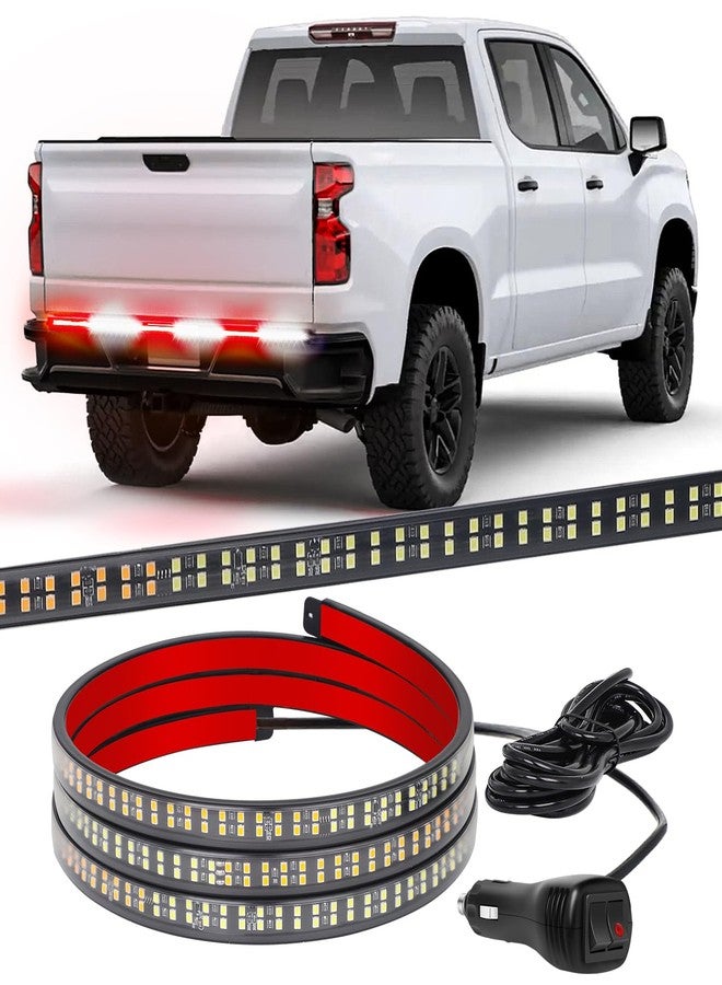 XRIDONSEN 48 inch Truck Tailgate Strobe Lights Strip Rear Window Lights 288 LED Tail Emergency Light Bar Amber White Flashing Warning Hazard Safety for Plow Trucks Construction Vehicles Pickup Trailer - Image 1