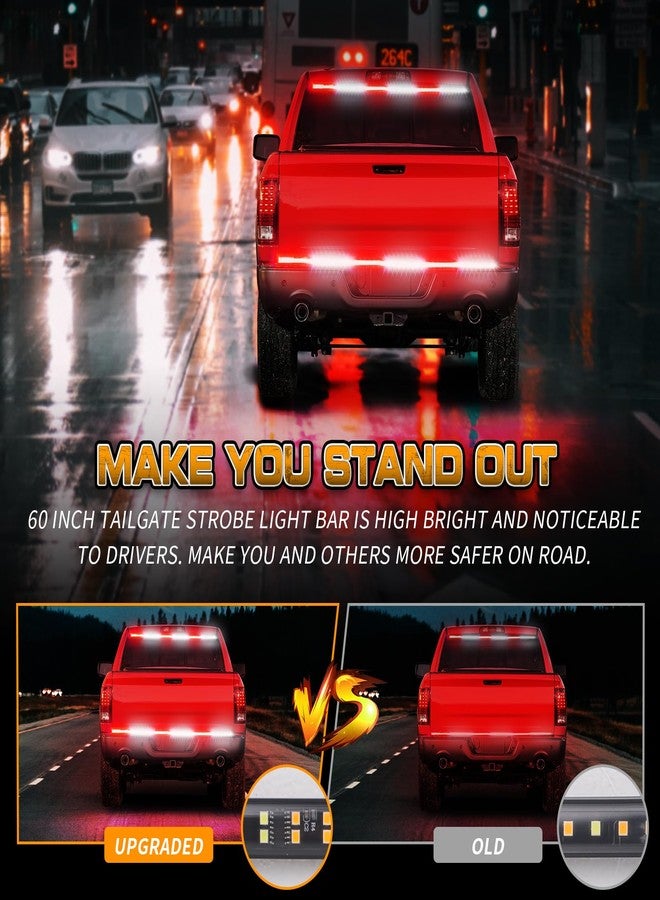 XRIDONSEN 48 inch Truck Tailgate Strobe Lights Strip Rear Window Lights 288 LED Tail Emergency Light Bar Amber White Flashing Warning Hazard Safety for Plow Trucks Construction Vehicles Pickup Trailer - Image 2