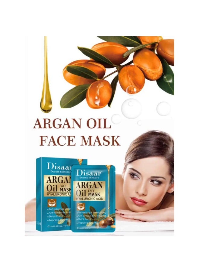 ديسار 10 قطع قناع زيت الأركان للوجه ترطيب عميق قناع مضاد للشيخوخة قناع مرطب إصلاح حروق الشمس تقليل البقع تقليص المسام قناع للوجه