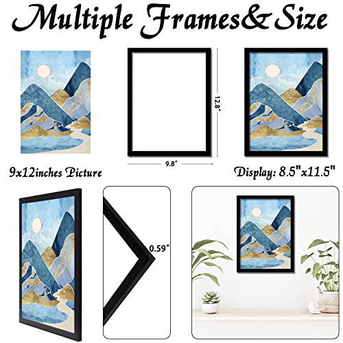 keibiubu Black Picture Frame, 9x12 Picture Frame for Photo Poster Canvas Certificate Document Display Horizontally or Vertically High Transparent Wall Gallery(Size 9 x 12 inches) - Image 3