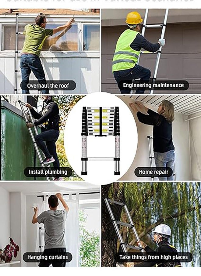 Portable Multi-Use Extension Telescopic Ladder Silver 3.8meter
