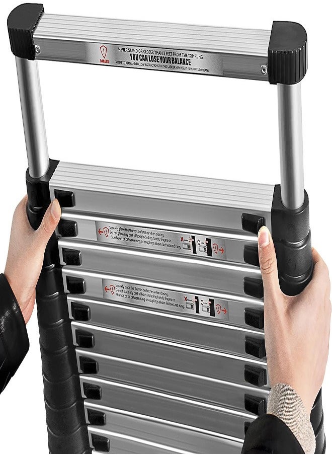 Portable Multi-Use Extension Telescopic Ladder Silver 3.8meter