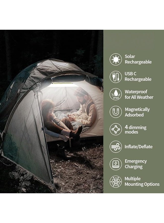 LED Camping Lantern Rechargeable Foldable Solar Camping Lantern with 2 Charging Methods and Magnetic Attachment for Hiking, Fishing, RV, Outdoor Emergency Lighting (1 Piece) - Image 3