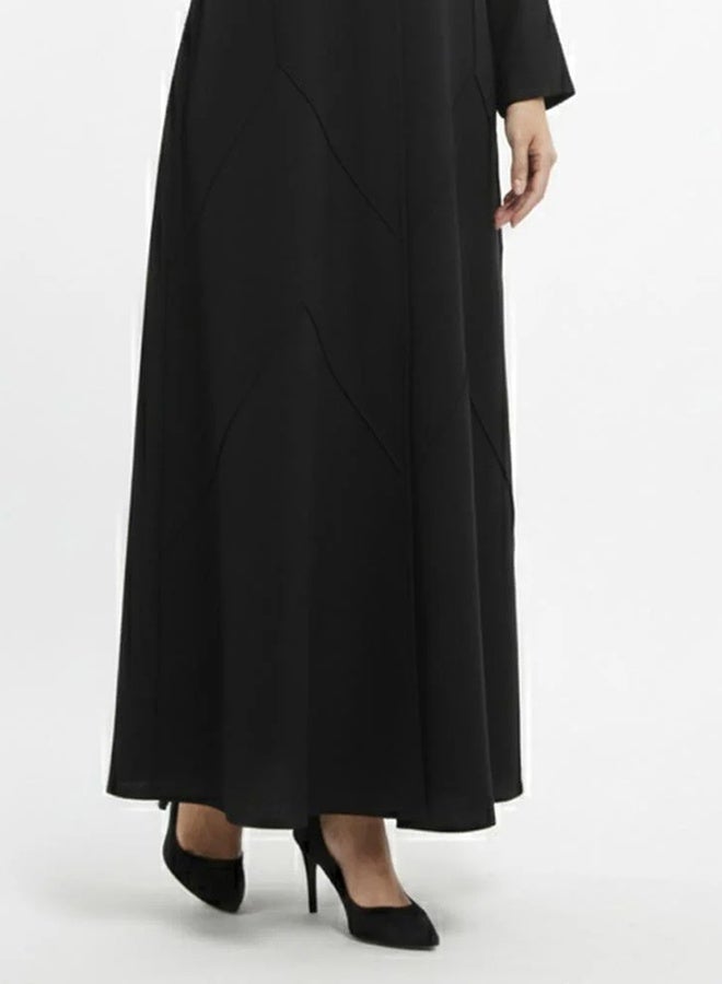 عبايات حوراء عباية سوداء مفتوحة بخطوط عشوائية - Image 5