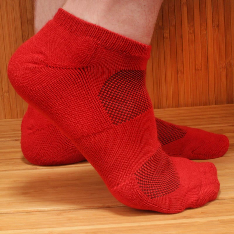 BambooMN Women's Rayon from Bamboo Fiber Superior Wicking Athletic Ankle Socks - Cherry Red - 4 Pairs - Size 10-13 - Image 3