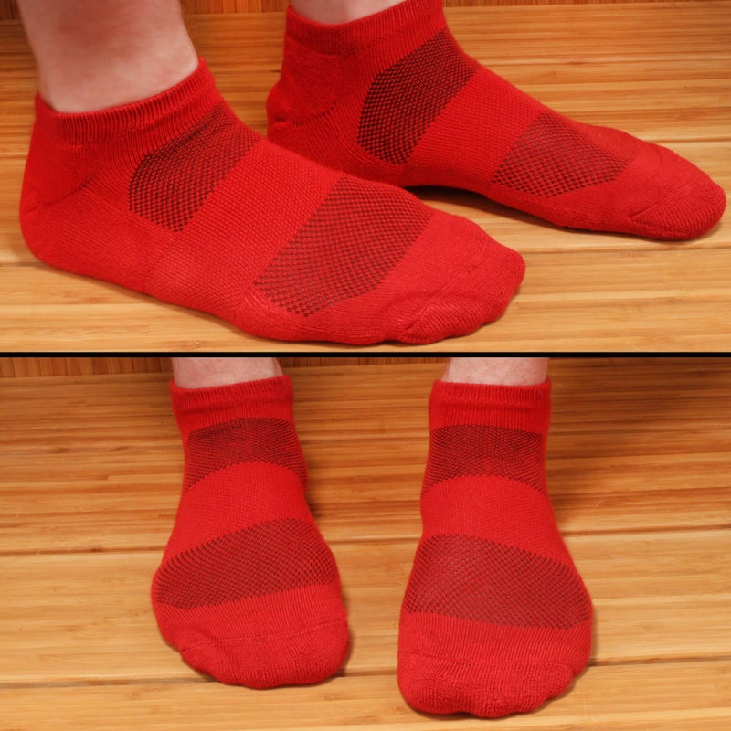 BambooMN Women's Rayon from Bamboo Fiber Superior Wicking Athletic Ankle Socks - Cherry Red - 4 Pairs - Size 10-13 - Image 4