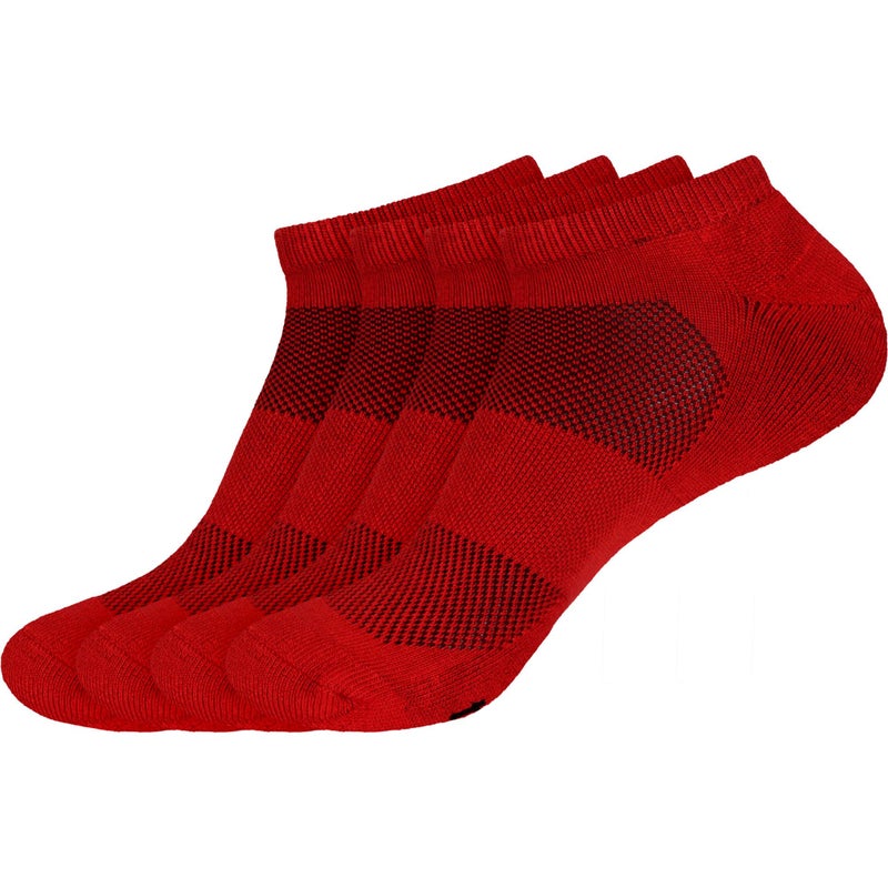 BambooMN Women's Rayon from Bamboo Fiber Superior Wicking Athletic Ankle Socks - Cherry Red - 4 Pairs - Size 10-13 - Image 1