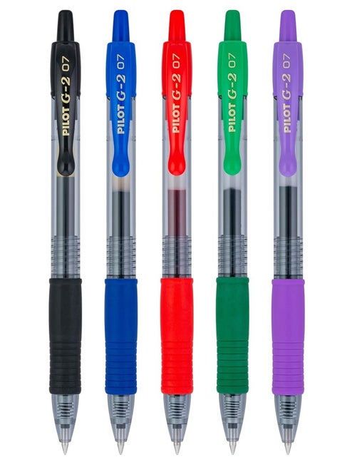 Pilot G2 Retractable Premium Gel Ink Roller Ball Pens Extra Fine Point  5-Pack Assorted Colors