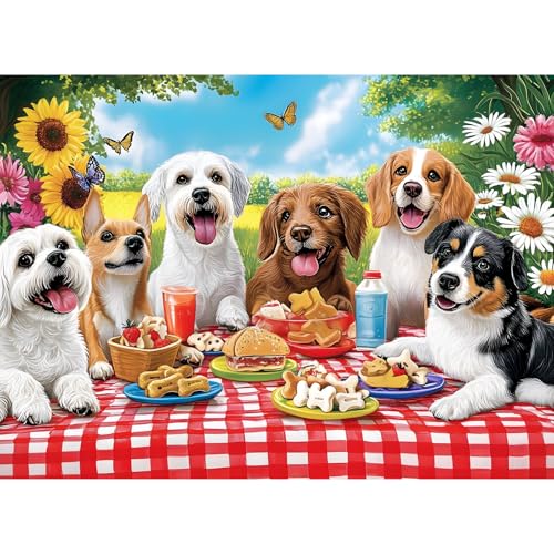 DAGIRT 300 Pieces Puzzles for Adult Dog Jigsaw Puzzles 300 Pieces for Adults Children Seniors Vibrant Imagery Flower Jigsaw Puzzle Challenging Activity Game Gift for Family Friends 205x15 Inches - Image 1