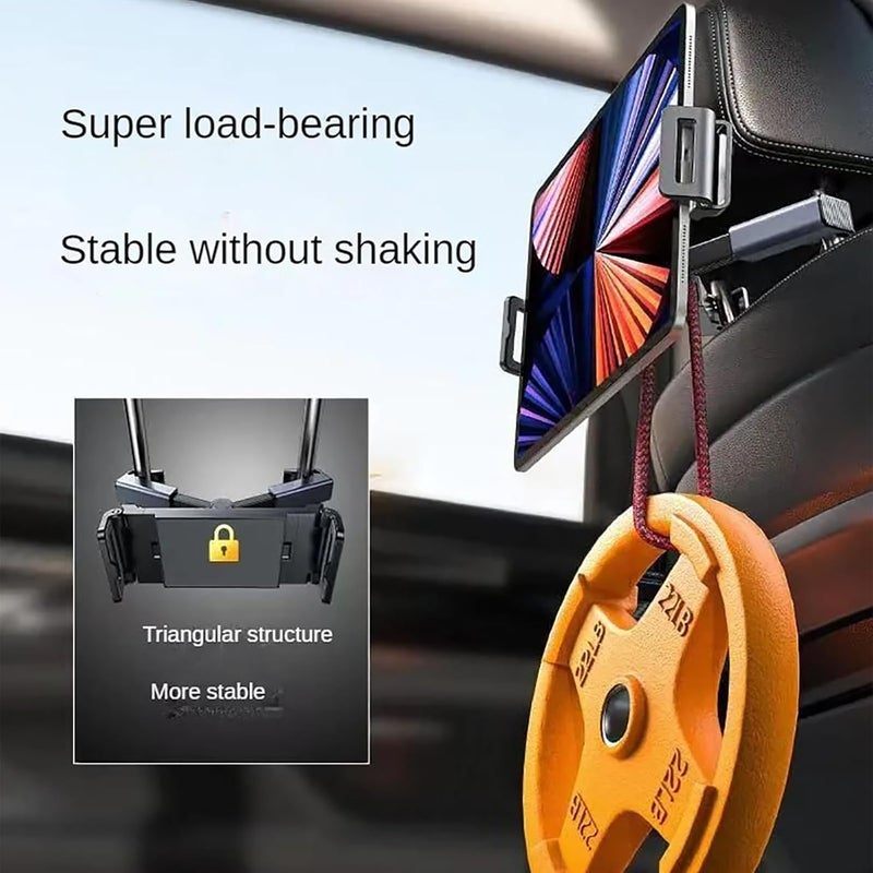 جود تول حامل هاتف خلفي للسيارة، حامل جهاز لوحي، حامل آيباد، حامل قابل للطي يدور 360 درجة، مناسب للهواتف المحمولة والأجهزة اللوحية مقاس 4.7-12.9 بوصة - Image 3