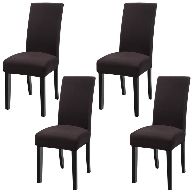 Fuloon Fuloon 4 Pack Super Fit Stretch Removable Washable Short Dining Chair Protector Cover Seat Slipcover for Hotel  Dining Room  Ceremony  Banquet Wedding Party  - Image 1