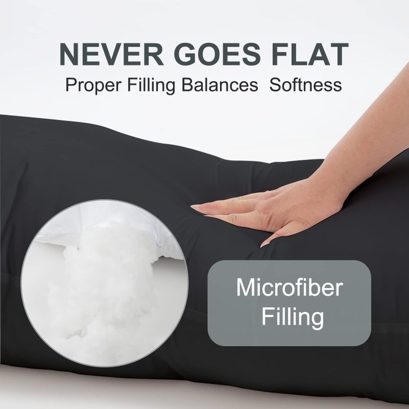 DOWNCOOL Large Body Pillow Insert- Breathable Full Body Pillow for Side Sleeper - Soft Long Bed Pillow for Adults - 20 x 54 inch ï¼ˆBlackï¼‰ - Image 3